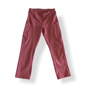 Lululemon Athletica Cropped Leggings Athletic Pants Pink Pockets Size 4 NFS